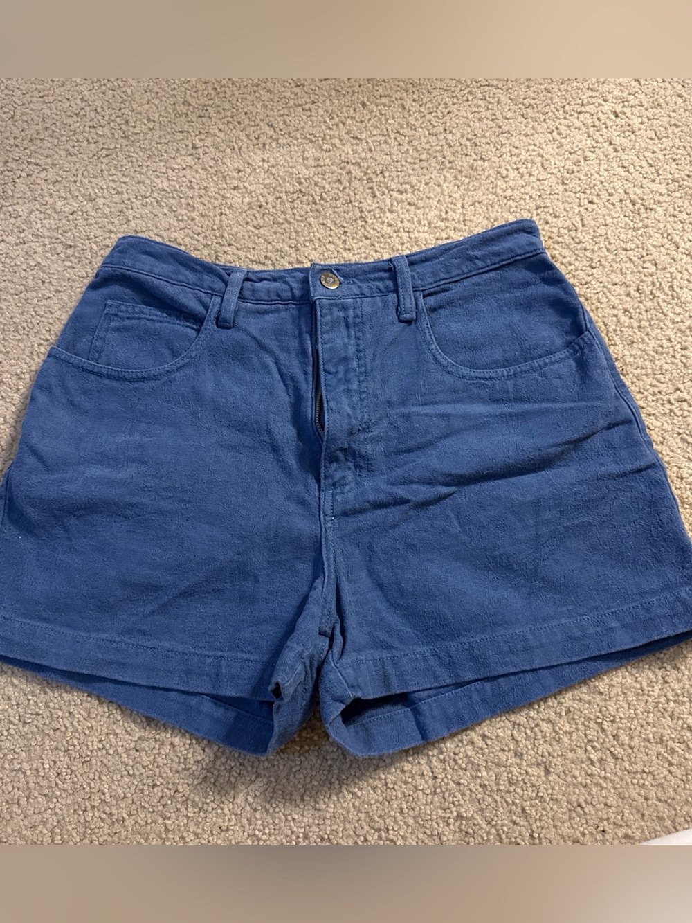 Guess High-Waist Denim-Look Shorts in Blue